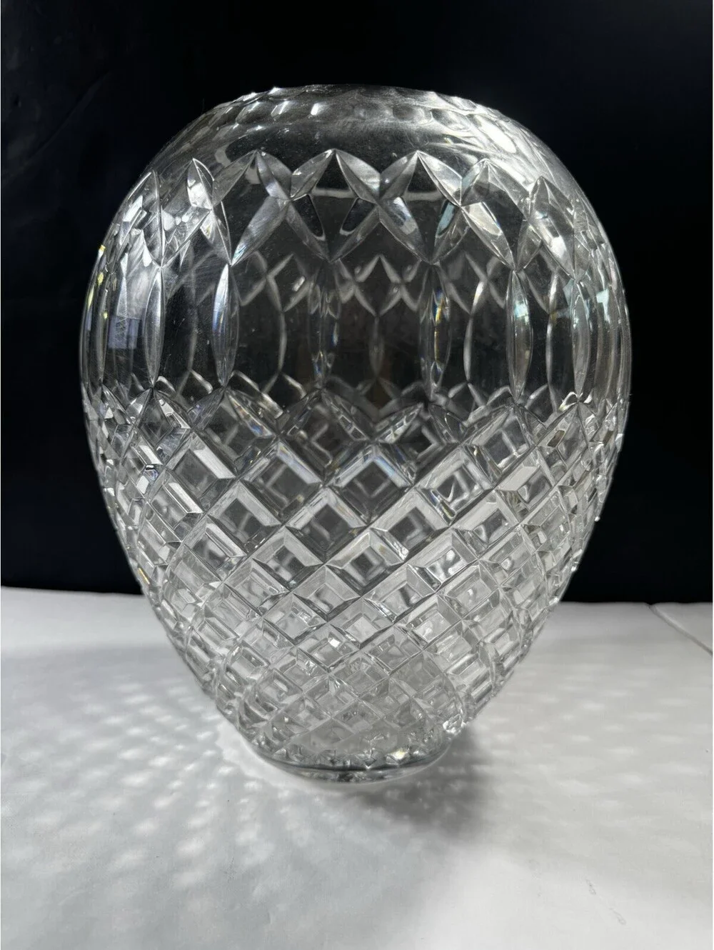 Vtg Polish Lead Crystal Vase Hand Cut Heavy Cut Glass Poland Starburst Base